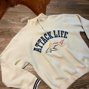 vintage shark greg norman cream sweater